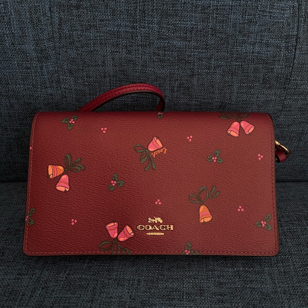 Coach Burgundy Floral Clutch